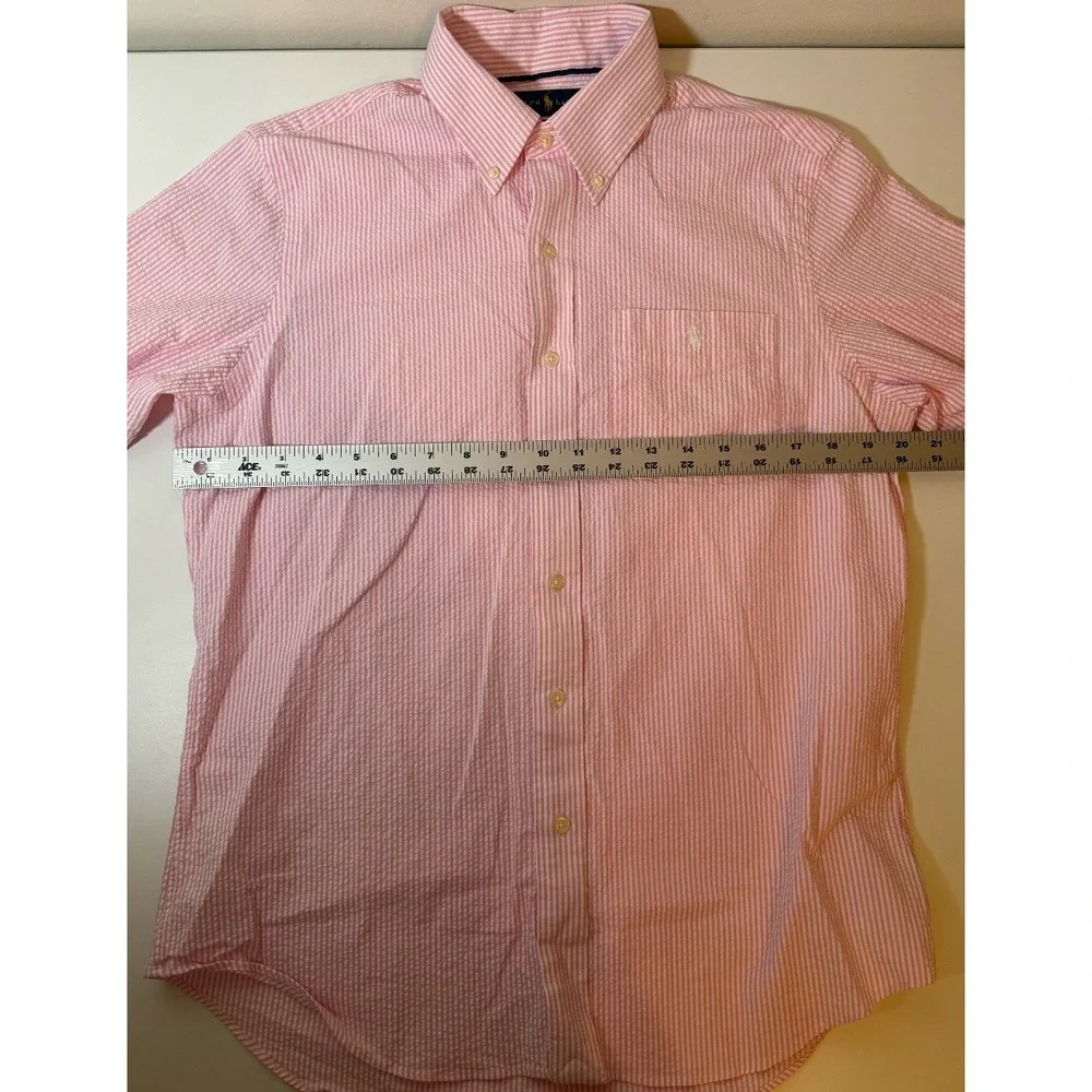 Polo Ralph Lauren Seersucker Performance Button Down Shirt | Pink | Medium